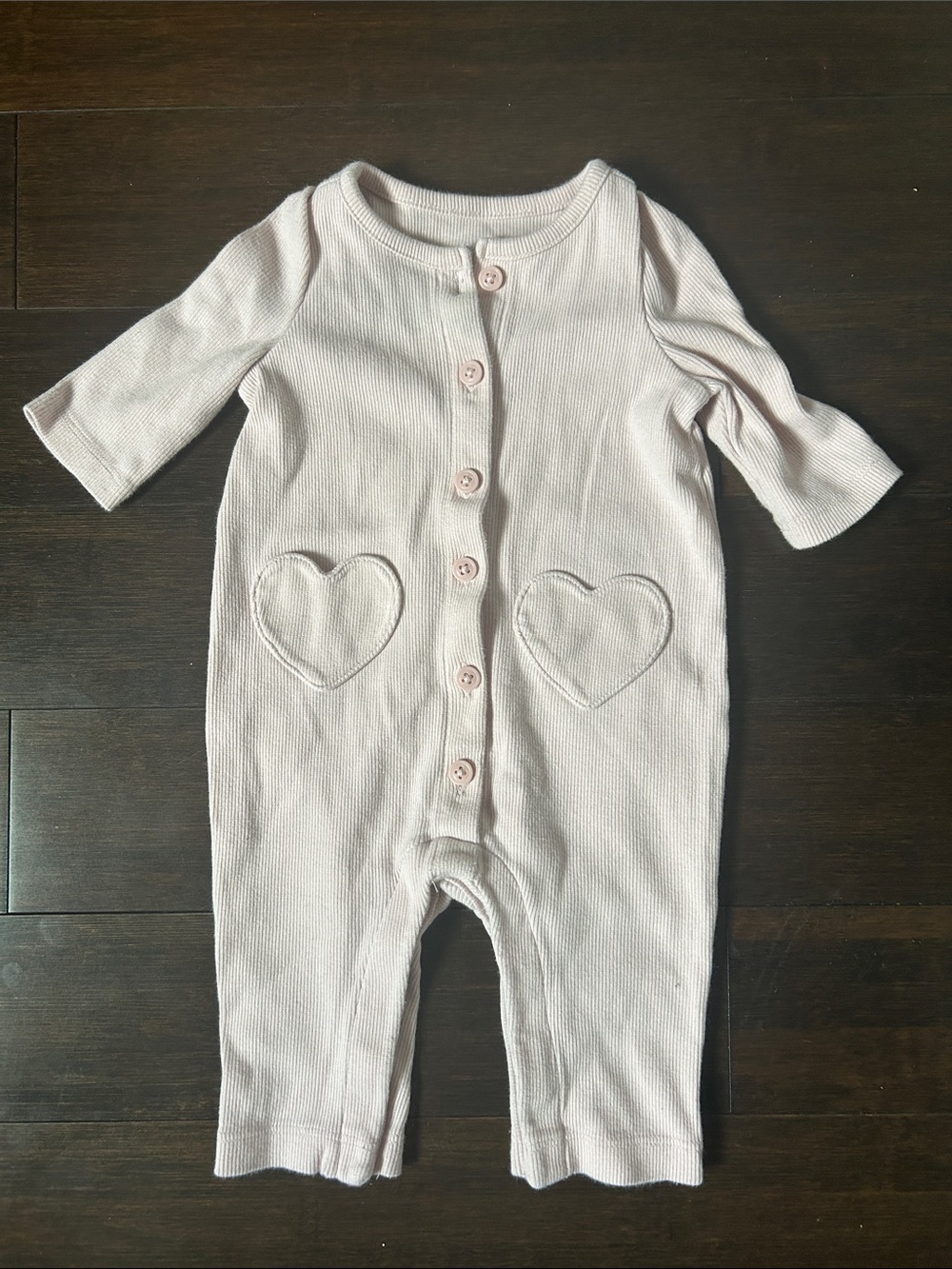 GAP Baby Pink Heart Pocket Button-Front One-Piece